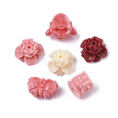 Synthetic Coral Beads, Mixed Shapes