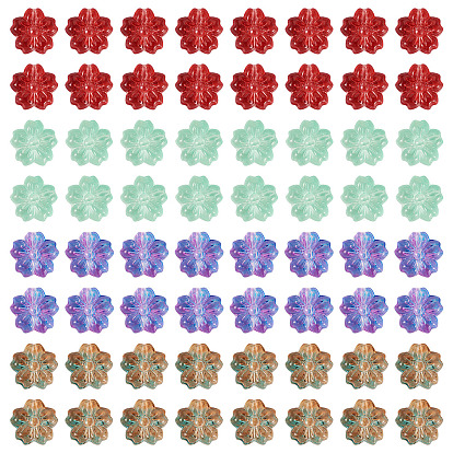 80 шт 4 стили прозрачные стеклянные бусины, цветок