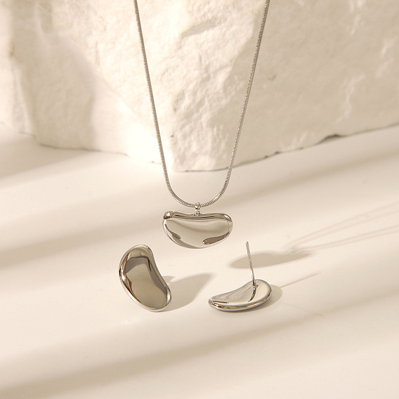 Боб 304 комплекты из серег-гвоздиков и ожерелий с подвесками из нержавеющей стали для унисекс