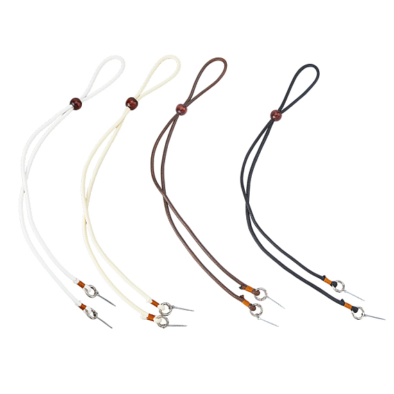 4Pcs 4 Colors Waxed Polyester Cord Hat Chin Strap, Removable Strap