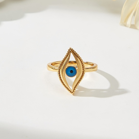 Латунные кольца с пластиковыми напальчниками для женщин, злые глаза, с эмалью