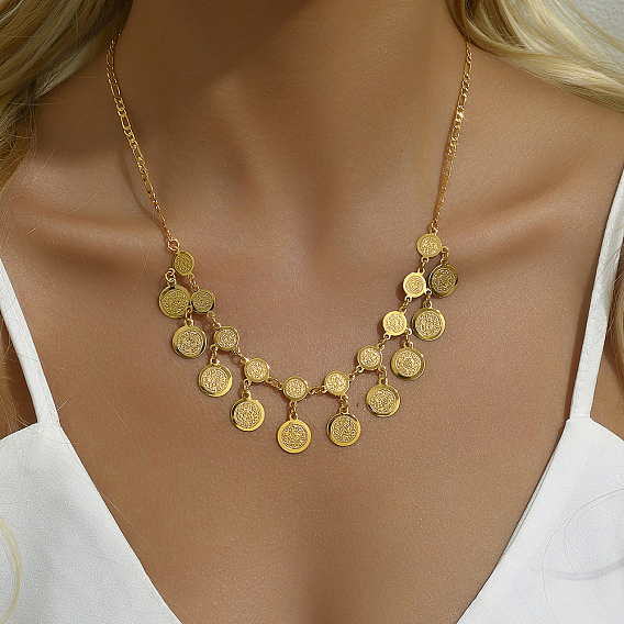 Элегантные и универсальные латунные многослойные ожерелья с кисточками в виде монет
