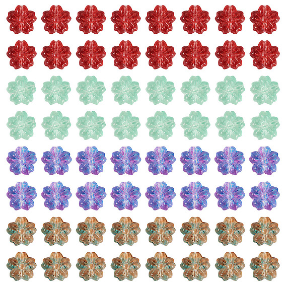 80 шт 4 стили прозрачные стеклянные бусины, цветок