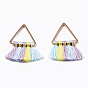 Polyester Tassel Pendants, with Golden Plated Brass Linking Rings