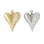 Латунные микропаве прозрачные подвески с фианитом, без кадмия и без свинца, сердце
