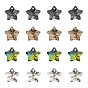 60Pcs 4 Colors Star Electroplated Glass Charms, Silver Plated Bottom, Faceted