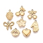 304 Stainless Steel Charms, Mixed Shapes Charms, Ion Plating(IP), Polished
