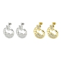 Crab Claw Rack Plating Brass Micro Pave Cubic Zirconia Dangle Stud Earrings, Long-Lasting Plated, Lead Free & Cadmium Free