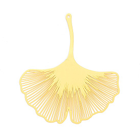 Латунные филигранные большие подвески, гинкго лист, гравированные металлические украшения