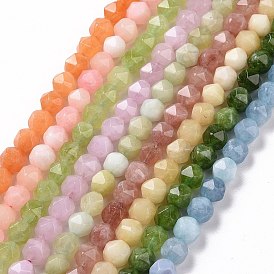 Perles naturelles de quartz brins, polygone facettes, teints et chauffée