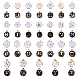 Подвески из позолоченного сплава, эмалированные блестки, плоско-круглые с алфавитами , Письмо ~ Z