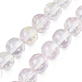 Brins de perles au chalumeau transparentes lumineuses faites à la main, ronde