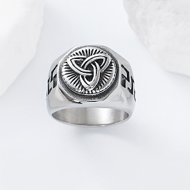 304 из нержавеющей стали кольца палец для мужчин, узел трикетра, перстни-печатки
