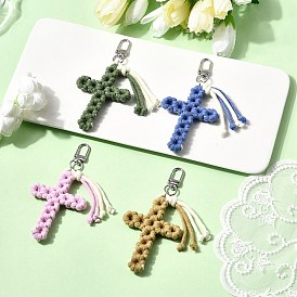 Хлопок подвесные украшения, с поворотными застежками сплава, крестик, платина