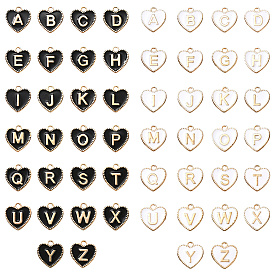 2 наборы 2 цвета подвески из эмали из сплава, золотые, сердце с подвеской в виде буквы az