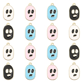 8Pcs 4 Colors Alloy Enamel Pendants, Light Gold, for Halloween, Skull