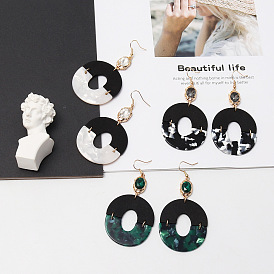 Oval Acetate Wood Gemstone Earrings for Women - Fashionable and Trendy Statement Jewelry
