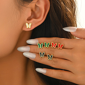 Бабочки 201 из нержавеющей стали серьги, золотые