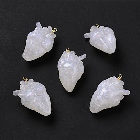 Resin Pendants, with Brass Finding, Heart