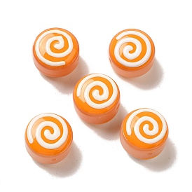 Handmade Lampwork Beads, Flat Round with Vortex Pattern