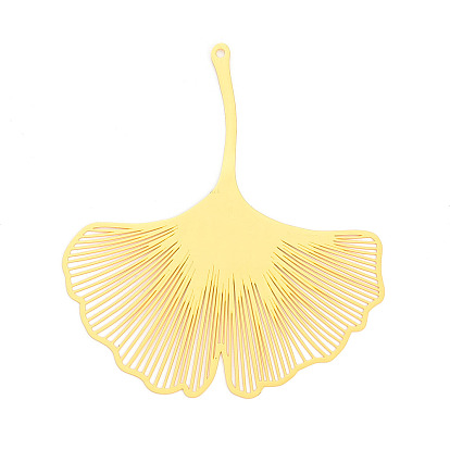 Латунные филигранные большие подвески, гинкго лист, гравированные металлические украшения