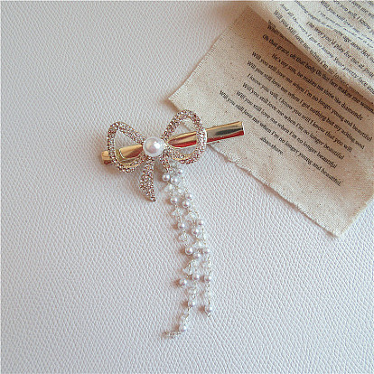 Charming Butterfly Hair Clip with Pearl and Diamond for Girls - Vintage Forest Style Edge Clamp