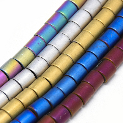 Electroplate Non-magnetic Synthetic Hematite Beads Strands, Matte Style, Column