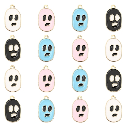 8Pcs 4 Colors Alloy Enamel Pendants, Light Gold, for Halloween, Skull