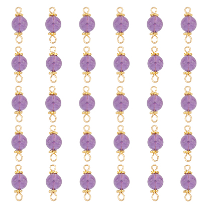 30шт. подвески-коннекторы из натурального аметиста, с 304 петлями из нержавеющей стали, круглые ссылки