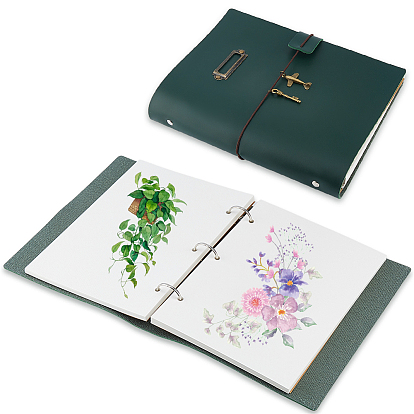 Cuadernos de bocetos de imitación de cuero, con llave de aleación y dije de avión para viajes y escritura diaria