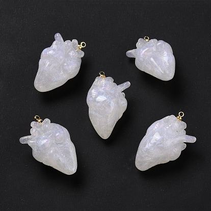 Resin Pendants, with Brass Finding, Heart