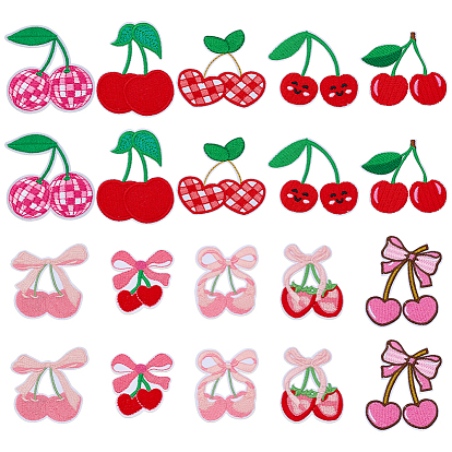 10 шт. 5 стили полиэстеровые самоклеящиеся нашивки с компьютерной вышивкой, наклеить патч, аксессуары для костюма, аппликация, вишня