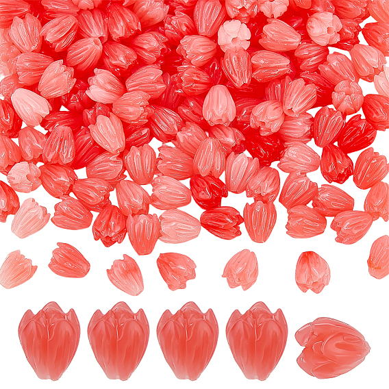 150 piezas de cuentas de resina opaca, flor