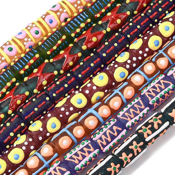 Эмалевые бусины ручной работы в технике лэмпворк, бусины ручной работы, ухабистая колонна