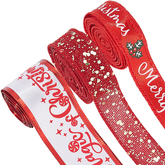 6 рулоны полиэфирных лент, аксессуары для одежды, рождественские темы
