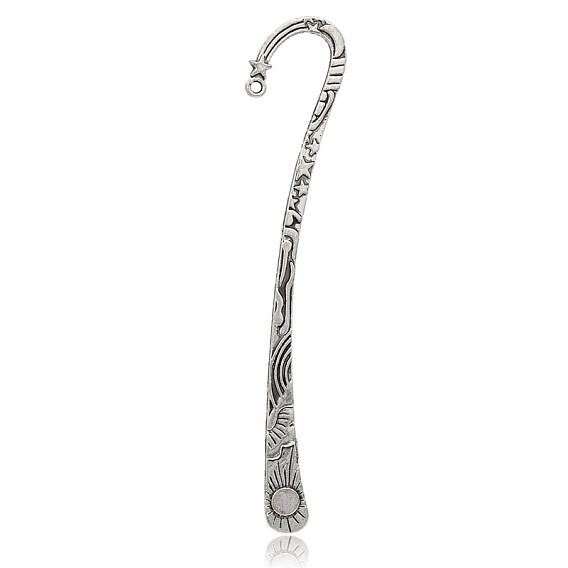 Tibetan Style Alloy Bookmarks, 122x24x2mm, Hole: 2mm