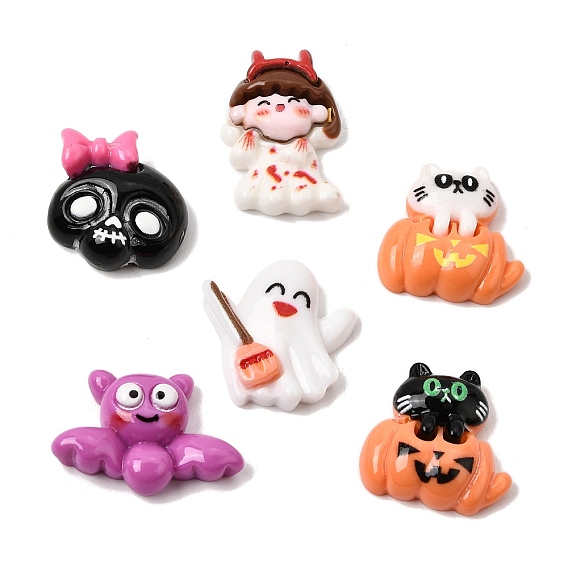 Opaque Resin Cabochons, Halloween Theme, Mixed Shapes