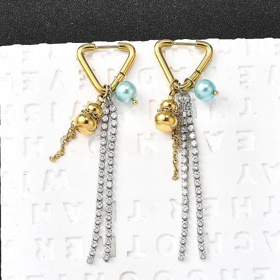 304 серьги-кольца из пластика с микропаве из нержавеющей стали и прозрачными кубическими цирконами, Горлянка, ионное покрытие (ip)