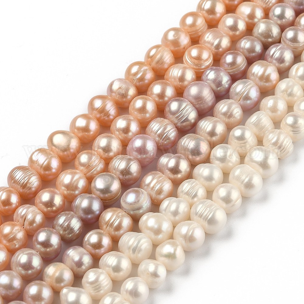 China Factory Natural Cultured Freshwater Pearl Beads Strands, Potato 7