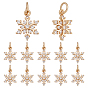 12подвески из кубического циркония с покрытием из латуни с микропаве, долговечный, без кадмия и без свинца, с целью перехода в кольце, прелести снежинки