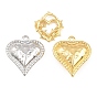 Brass Pendants, Heart Charms, Rack Plating, Long-Lasting Plated, Lead Free & Cadmium Free