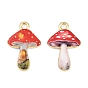 Printed Alloy Pendants, Mushroom Charms, Golden, Rack Plating