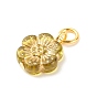 Plating Acrylic Pendants, Metal Enlaced, with Golden Tone Iron Findings, Flower