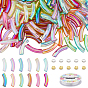 Набор для самостоятельного изготовления браслета из изогнутой трубки, в том числе акриловые бусины, эластичная нить, распорные бусины rondelle со стразами
