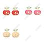 12Pcs 3 Colors Light Gold Plated Alloy Enamel Pendants, Cadmium Free & Lead Free, with Glitter Powder, Cherry Charms