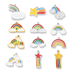 304 прелести нержавеющей стали, с эмалью, шарм облаков и радуги