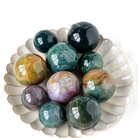 Натуральный хрустальный шар из океанской яшмы, Украшения из энергетического камня Рейки для исцеления, медитация, колдовство
