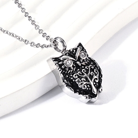 Owl Stainless Steel Urn Ashes Pendant Necklace, Memorial Jewelry for Women