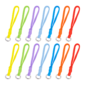 14pcs 7 couleurs polyester et spandex cordons cordes pendentifs décorations, avec anneaux de ressort en alliage de zinc