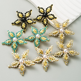 Alloy Rhinestone Stud Earring, Star, Golden